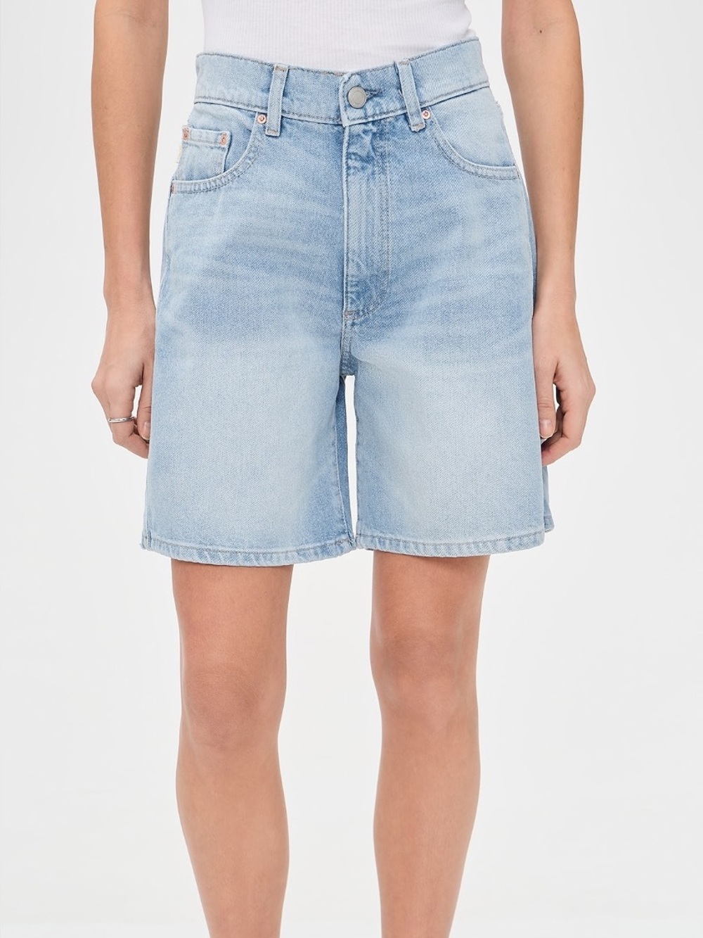 DL1961 Light Blue High-Rise Denim Bermuda Shorts